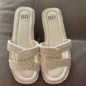 BP Women's Tan Braided Slide Sandals